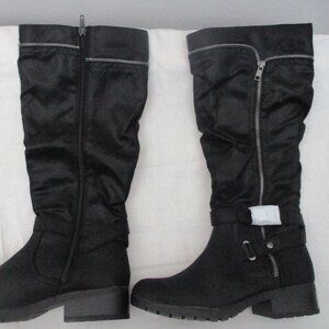 SOS Black Knee-High Boots with Zipper - NEVER WORN!!  Size 7.5